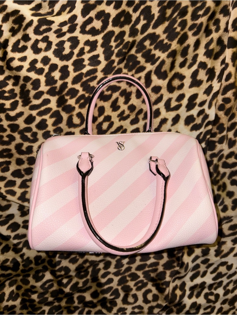 Victoria's Secret Pink and Light Pink Striped Mini Satchel